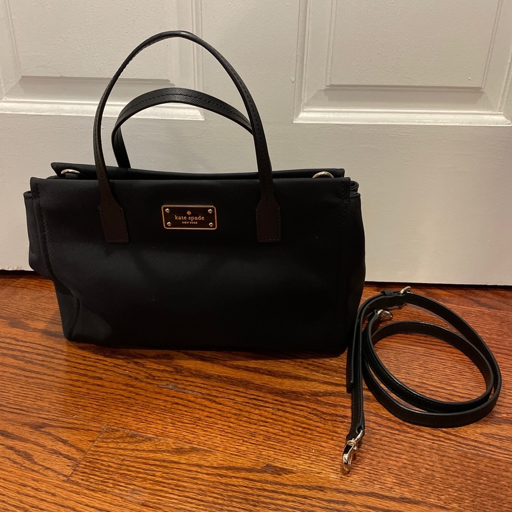 Kate Spade Small Loden Black Avenue Nylon Crossbody Satchel